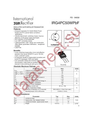 IRG4PC50WPBF datasheet  